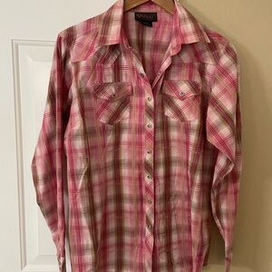 Ariat Pink Plaid Button Down Shirt
